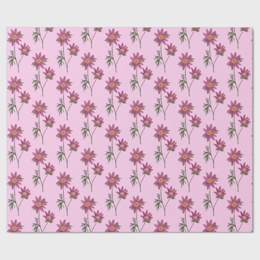 Dill Daisy Wrapping Paper Pink Pattern Geschenkpapier (Flach)