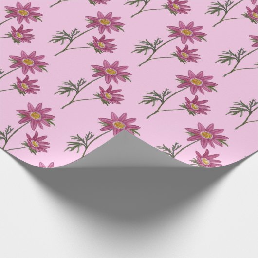 Dill Daisy Wrapping Paper Pink Pattern Geschenkpapier (Ecke)