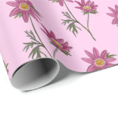 Dill Daisy Wrapping Paper Pink Pattern Geschenkpapier (Rolleneckpunkt)