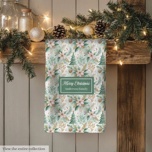 Dill Green and Gold Kitchen Towel Christmas Floral Geschirrtuch