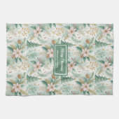 Dill Green and Gold Kitchen Towel Christmas Floral Geschirrtuch (Horizontal)