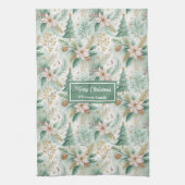 Dill Green and Gold Kitchen Towel Christmas Floral Geschirrtuch (Vertikal)