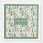 Dill Green Napkins Luxury Holiday Floral Christmas Serviette (Vorderseite)