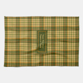 Dill Green Yellow Plaid Dish Towel Custom Name Geschirrtuch (Horizontal)