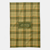 Dill Green Yellow Plaid Dish Towel Custom Name Geschirrtuch (Vertikal)