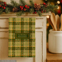 Dill Green Yellow Plaid Dish Towel Custom Name Geschirrtuch