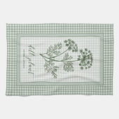 Dill Herb Kitchen Towel – Green Gingham Border Geschirrtuch (Horizontal)