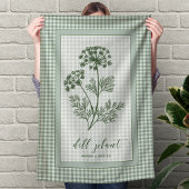 Dill Herb Kitchen Towel – Green Gingham Border Geschirrtuch