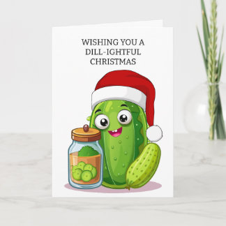 Dill‑ightful Christmas Pickle with Santa Hat Feiertagskarte