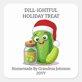 Dill‑ightful Holiday Pickling Jar Quadratischer Aufkleber