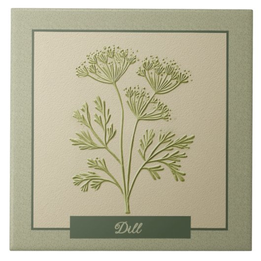 Dill-Kräuter-Küchengarten-Faux-Relief Fliese (Vorderseite)