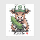Dill mit ihm Kuh PNG, Funny Pickle Aufkleber (Blatt)