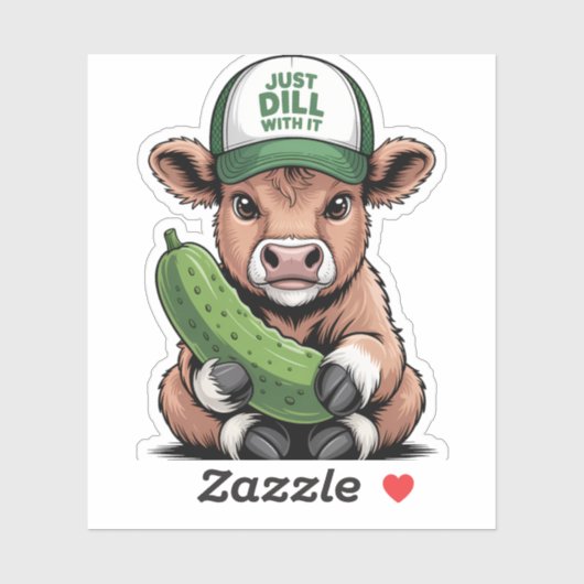 Dill mit ihm Kuh PNG, Funny Pickle Aufkleber (Blatt)