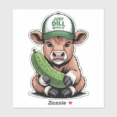Dill mit ihm Kuh PNG, Funny Pickle Aufkleber (Blatt)