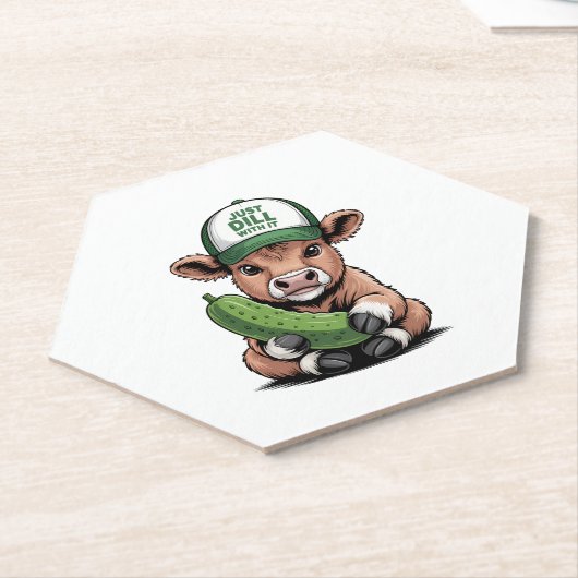 Dill mit ihm Kuh PNG, Funny Pickle Untersetzer (angewinkelt)