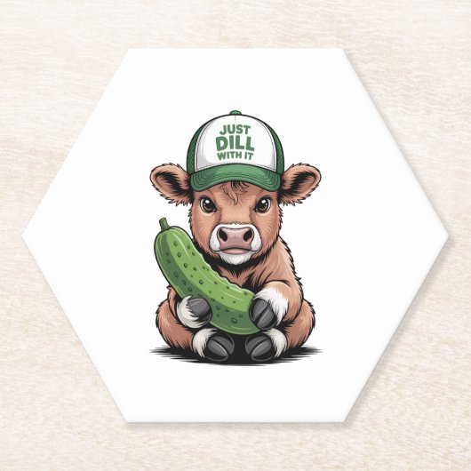 Dill mit ihm Kuh PNG, Funny Pickle Untersetzer (Vorderseite)