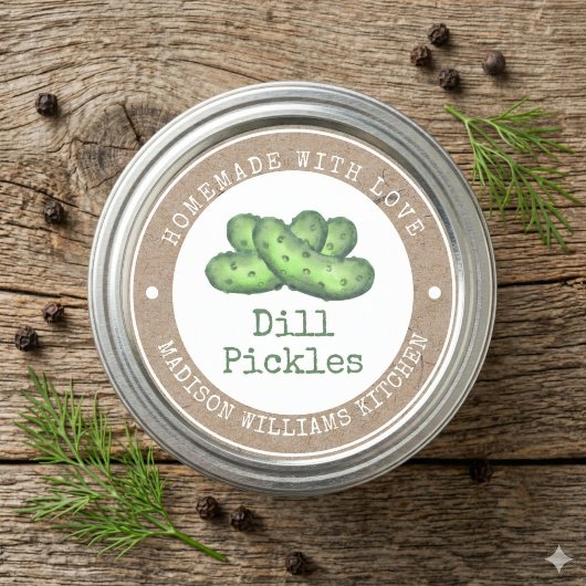 Dill Pickle Canning Label | Eigenart mit Liebe Runder Aufkleber