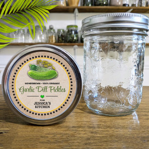 Dill-Pickle-Einmachglas Kraftpapier-Style-Etikett Runder Aufkleber