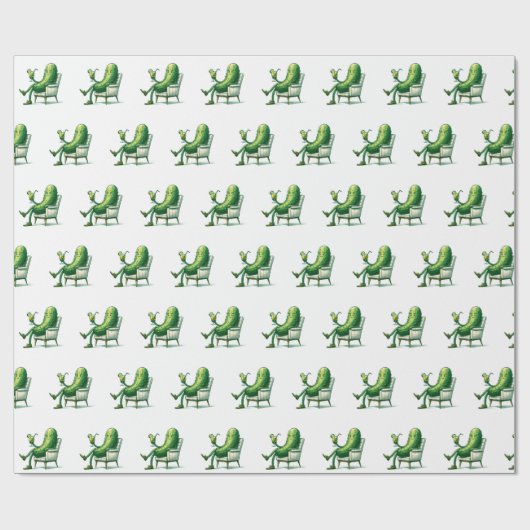 Dill Pickle im Sessel mit Cocktail Geschenkpapier (Flach)