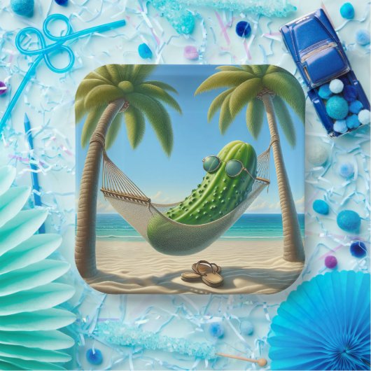 Dill Pickle in einer tropischen Hängematte Pappteller (Party)