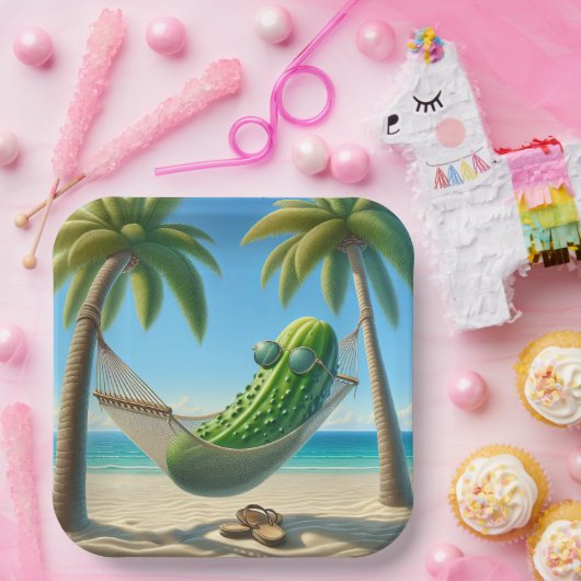 Dill Pickle in einer tropischen Hängematte Pappteller (Party)