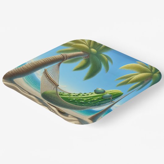 Dill Pickle in einer tropischen Hängematte Pappteller (Gewinkelt)