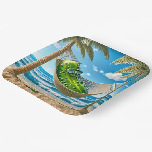 Dill Pickle in einer tropischen Hängematte Pappteller (Gewinkelt)