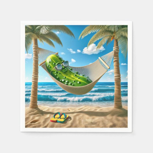 Dill Pickle in einer tropischen Hängematte Serviette (Vorderseite)