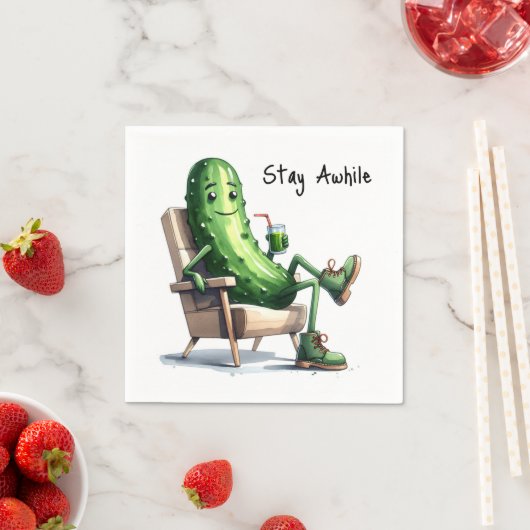 Dill Pickle mit Bleibe Text Serviette (Beispiel)