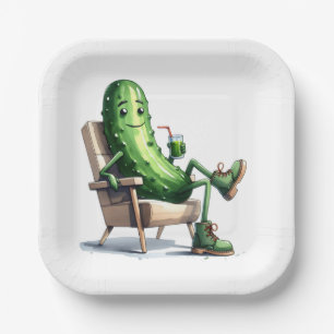 Dill Pickle Relaxen im Stuhl Pappteller