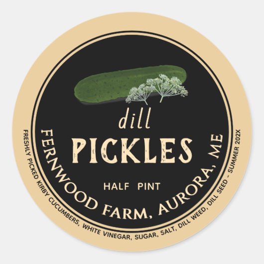 Dill Pickles Canning Jar Preserve Runder Aufkleber (Vorderseite)