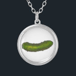 Dill Pickles Crunchy Green Sour Pickle Feinschmeck Versilberte Kette<br><div class="desc">Mit einer originalen Marker-Abbildung eines knusprigen,  grünen Dill-Pickles!</div>