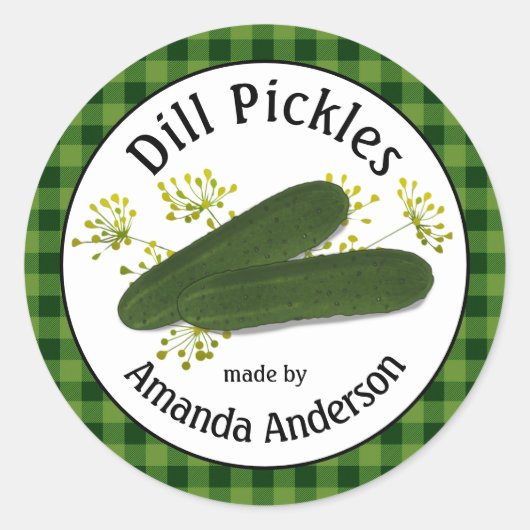 Dill Pickles Kariert 3" Classic Round Sticker (Vorderseite)