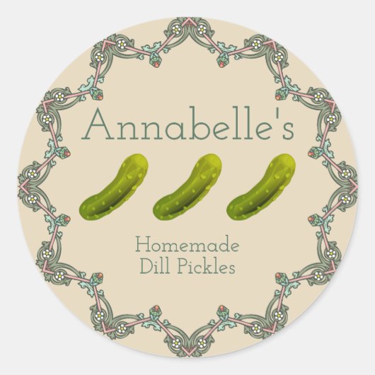 Dill Pickles Label Runder Aufkleber (Vorderseite)