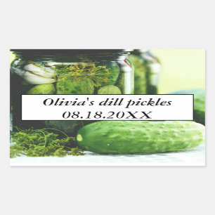 Dill Pickles Mason Jars Cucumbers hausgemachte Leb Rechteckiger Aufkleber