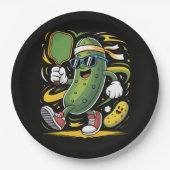 Dillgurke spielt Pickleball Pappteller (Vorderseite)