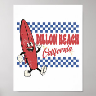 Dillon Beach Kalifornien Retro Surfer Vintage Stra Poster