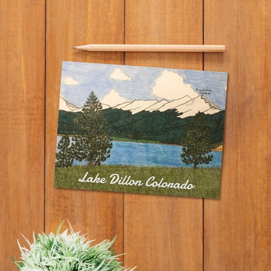 Dillon Colorado-See Farbige Bleistift-Illustration Postkarte