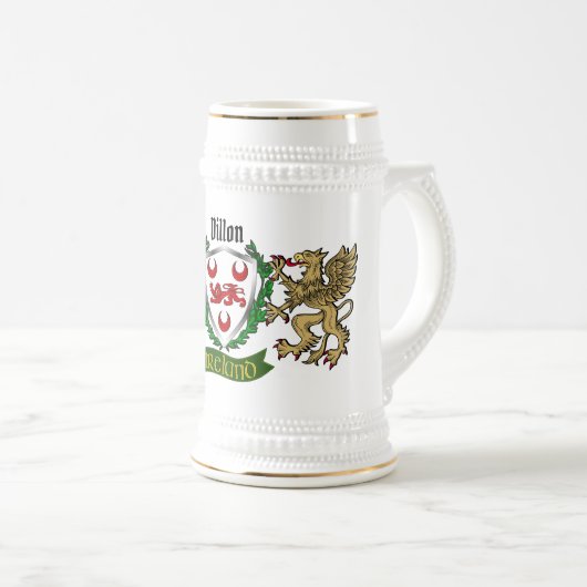 Dillon Irish Shield Personalisiert Beer Stein Bierglas (VorderseiteRechts)