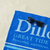 Dillon personalisierter Name bedeutet Blautöne Strandtuch (Beispiel)