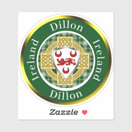 Dillon Shield & Celtic Cross Personalisiert Aufkleber (Blatt)