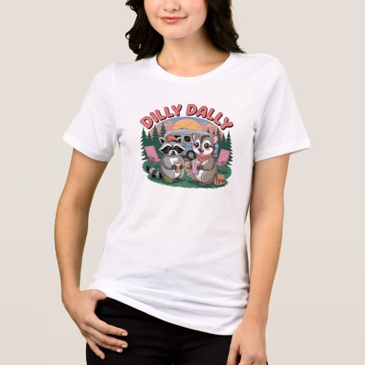 Dilly Dally Camping Buddies Abenteuer Tri-Blend Shirt (Vorderseite)