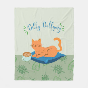 Dilly Dallying Orange Cat Fleecedecke