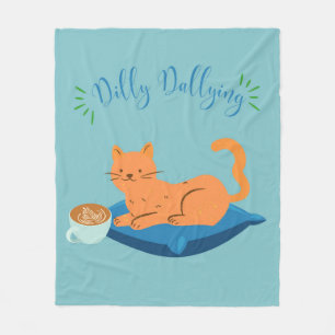 Dilly Dallying Orange Cat Fleecedecke