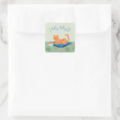 Dilly Dallying Orange Cat Quadratischer Aufkleber (Tasche)