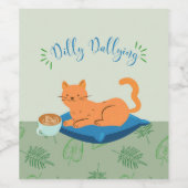 Dilly Dallying Orange Cat Weinetikett (Einzelnes Label)