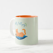 Dilly Dallying Orange Cat Zweifarbige Tasse (Vorderseite Links)