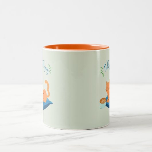 Dilly Dallying Orange Cat Zweifarbige Tasse (Mittel)