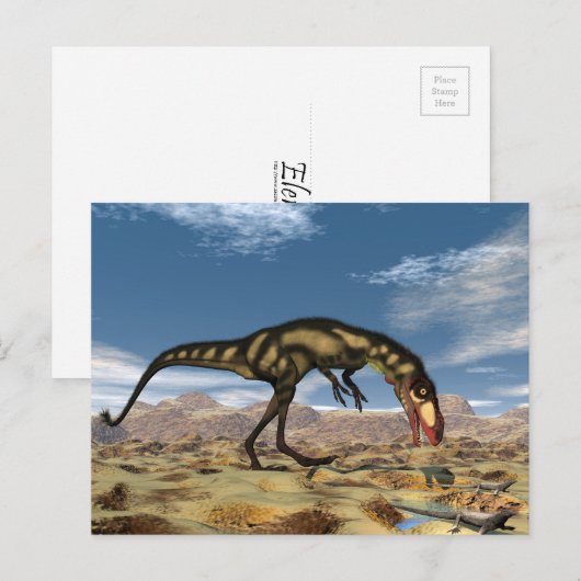 Dilong dinosaur - 3D rendern Postkarte (Vorne/Hinten)
