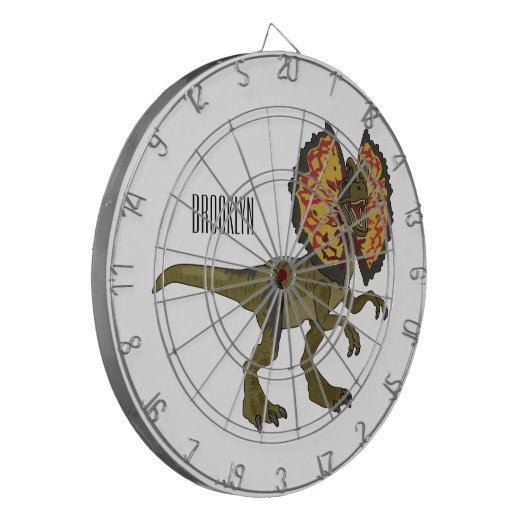 Dilophosaurus-Cartoon Dartscheibe (Vorderseite Links)